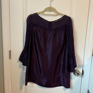 Reiss Silk Blouse with Sheer Panel/Sleeves 14